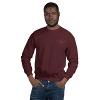 The 4mb Crewneck Sweater (Embroidered, Pink on Maroon)