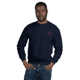 The 4mb Crewneck Sweater (Embroidered, Red on Navy)